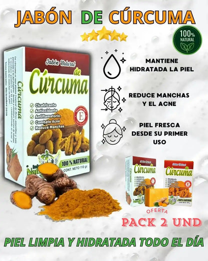 (Pack 2 Und) Jabón Viral de Cúrcuma 100% Natural